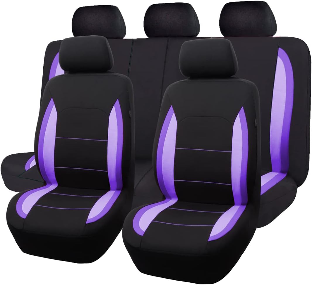 Flying Banner Car Seat Covers Front Seats Rear Bench Polyester Car Seat Protectors Easy Installation Split Rear Bench Classic Man Lady Truck (Comp Set, Pink Black and Light Pink.