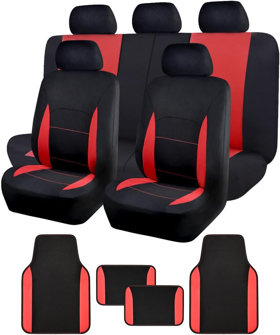 Flying Banner Car Seat Covers Full Set 9 PCS Rear Bench with 3 Zippers Split into 40/50 50/50 60/40 Truck SUV