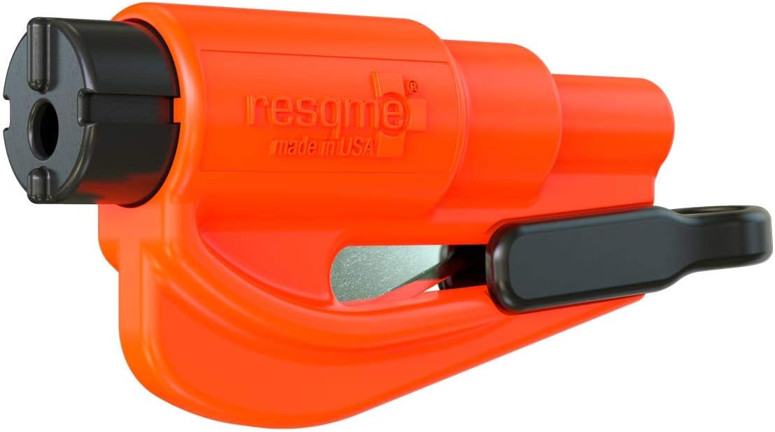 resqme The Original Emergency Keychain Car Escape Tool, 2-in-1 Seatbelt Cutter and Window Breaker, Made in USA, Family Pack of 3, Black, Blue, Yellow - Compact Emergency Hammer