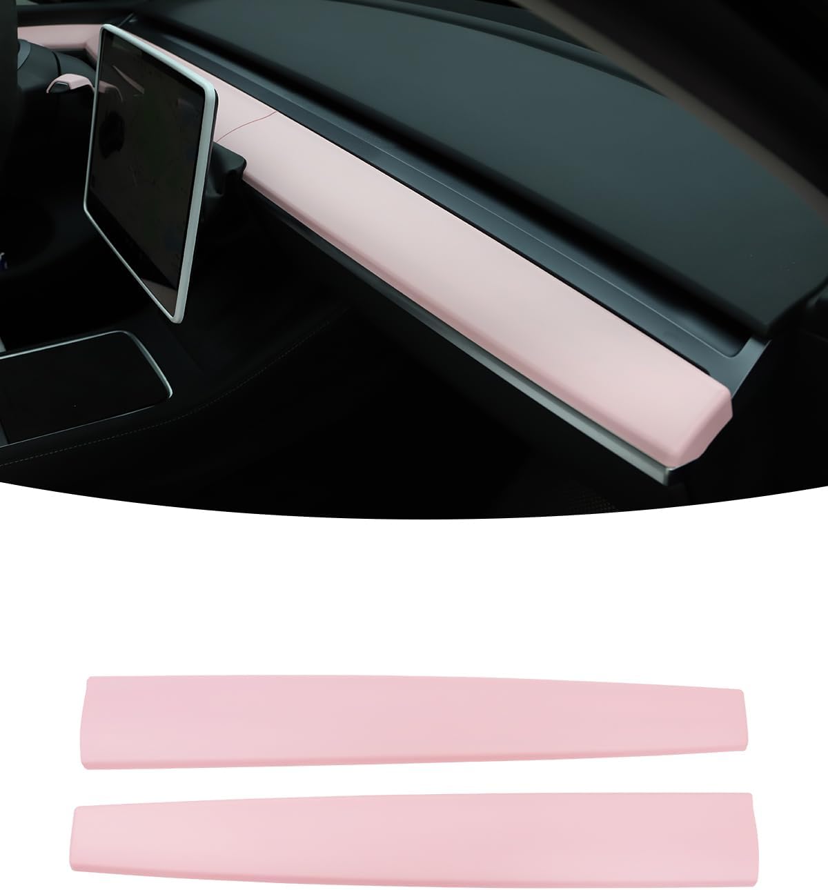 KKTR-CAR Dashboard Cover Wrap and Front Door Inner Armrest Panel Cover Trim Compatible with Tesla Model 3 2021-2023 Model y 2020-2025,NOT for Performance (Matte Carbon Fiber Pattern, 4pcs)