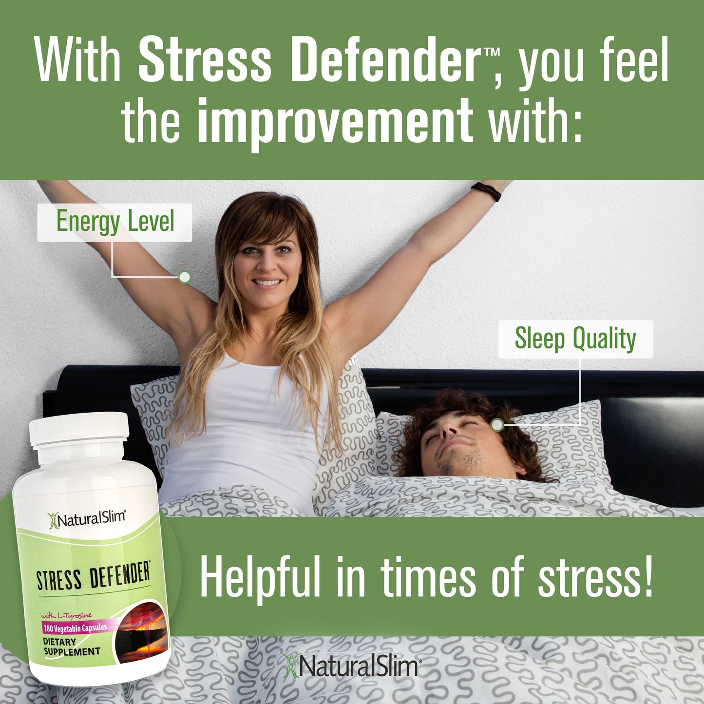 NaturalSlim Stress Defender - Stress Relief Supplement, 180 Capsules