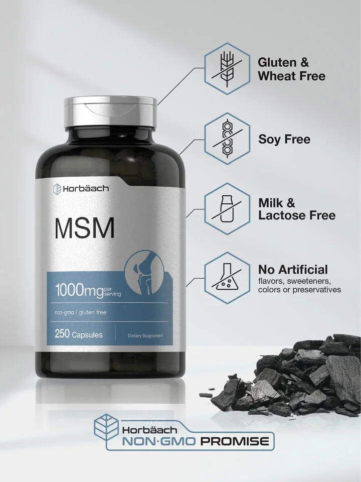 MSM Supplement 1000mg 250 Capsules by Horbaach