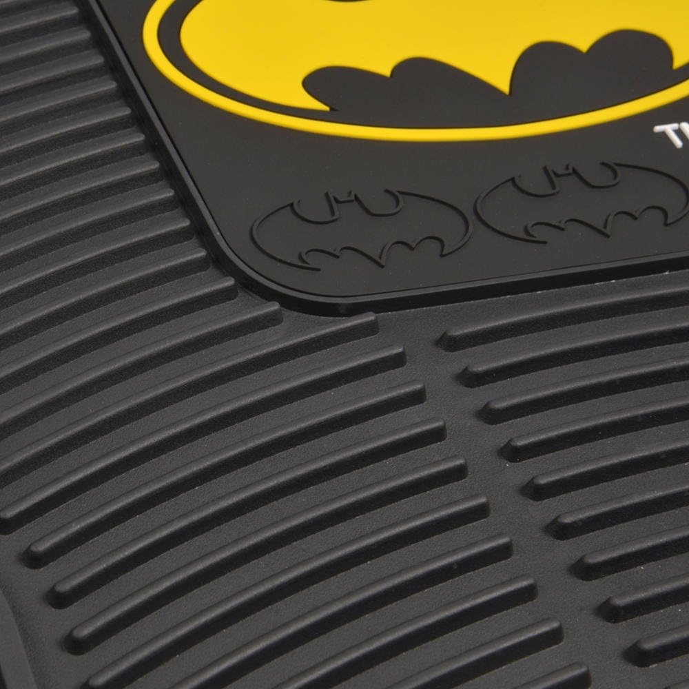Warner Brothers WBMT-1372 Original Batman Rubber Floor Mats for Car 2 Piece Front Trimmable Heavy Duty Protection