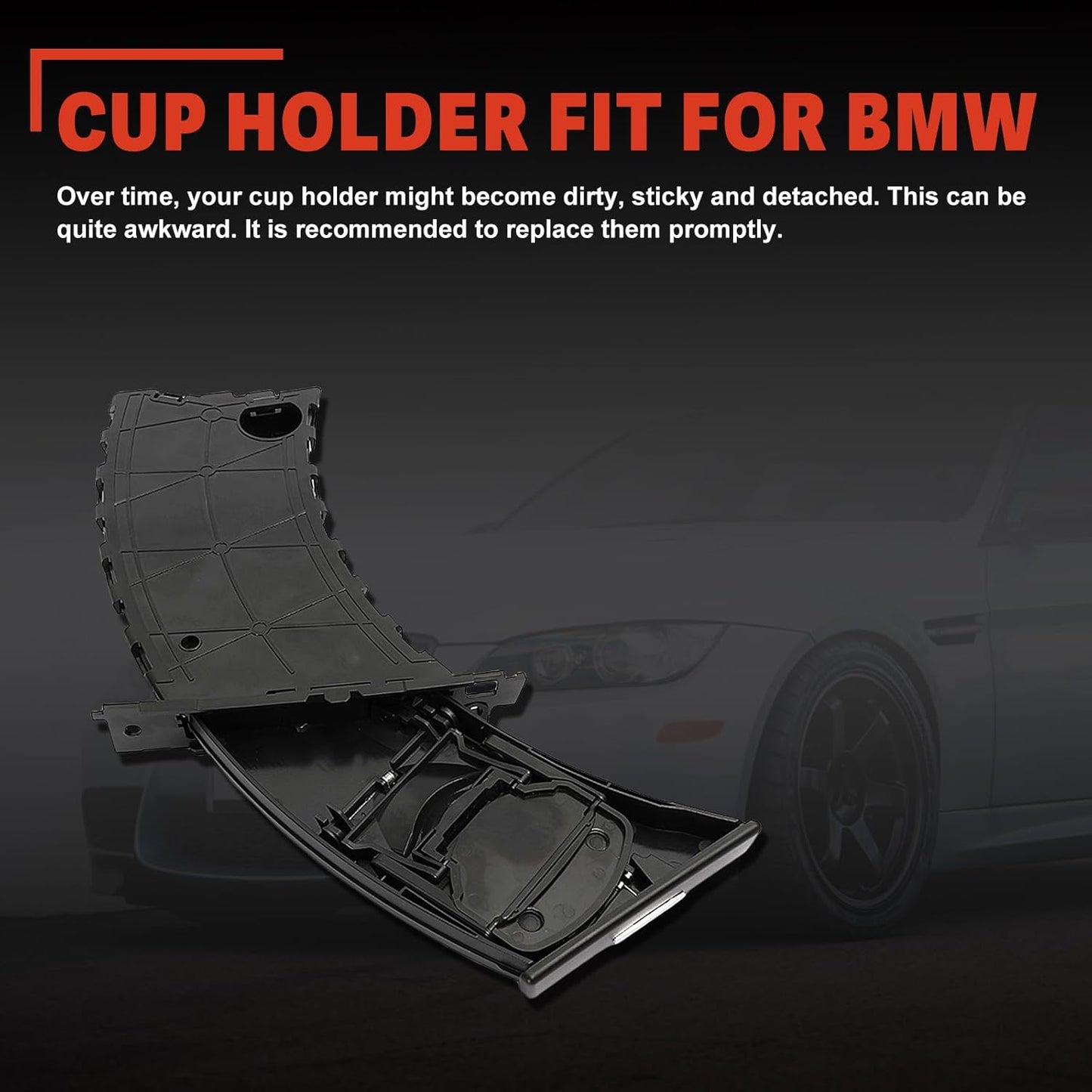 USTAR Dashboard Cup Holder Replacement for 2006-2011 BMW E90 E91 E92 E93 325i 325xi 328i 328xi 330i 330xi 335d 335i 335i3 335xi M3, Fit Front Left and Black, Replaces 51459173463
