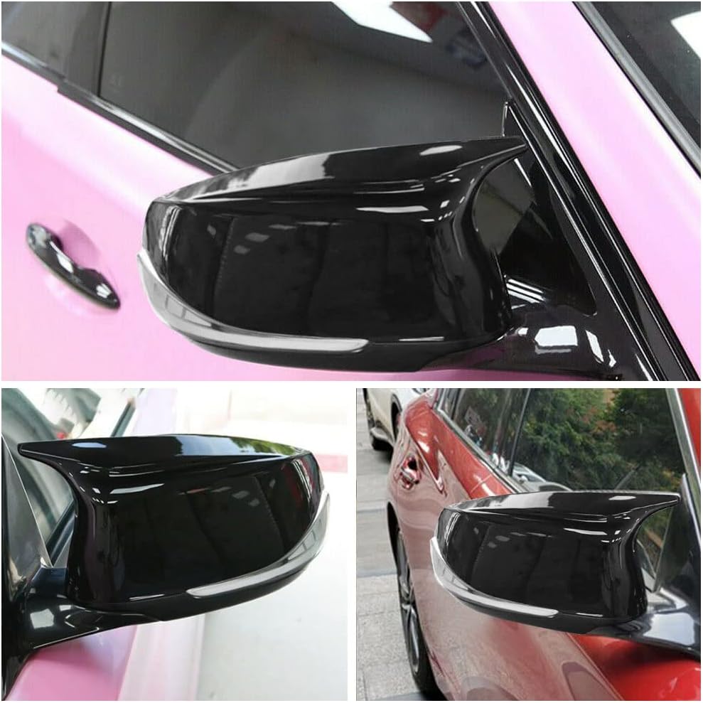 Black Rearview Mirror Cover Cap Compatible with 2014-2020 Infiniti Q50 Sedan and 2015-2020 Infiniti Q60 Q70 QX30 QX50 (Gloss Black)