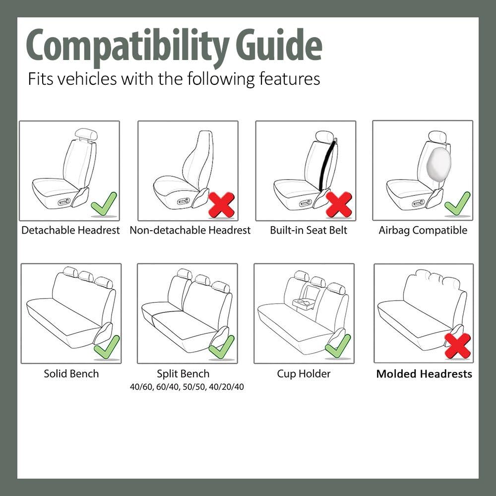 FH Group FB087BLACK115 Universal Fit Premium Neoprene Ultraflex™ Cushion Black Automotive Seat Covers fits Most Cars, SUVs, and Trucks (Water Resistant, Airbag and Split Bench Compatible)