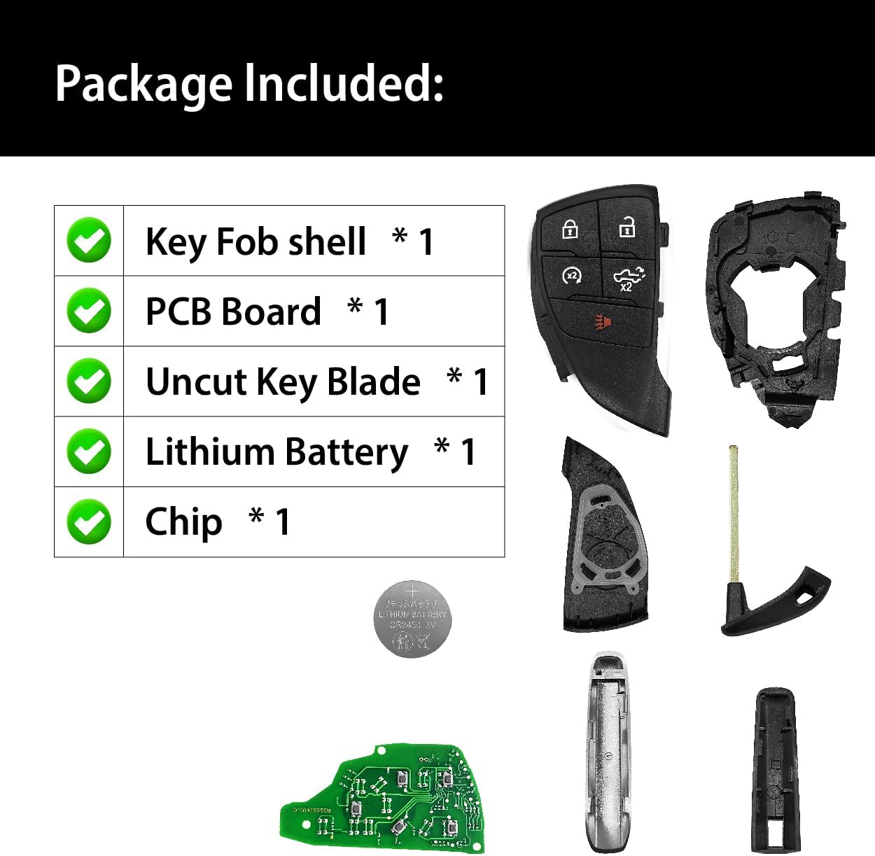 Keylessbest Key Fob Remote Replacement for 2021 2022 2023 2024 Chevrolet Silverado 5 Buttons 433MHz YG0G21TB2,Black