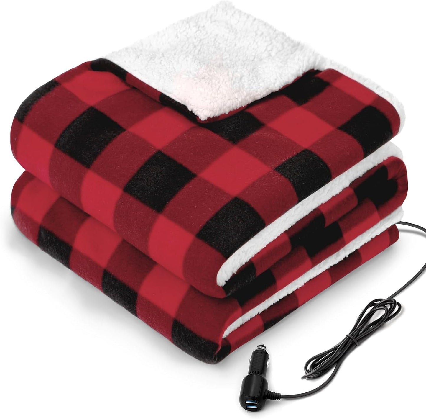 Sealy SEALY 12-Volt Heated Car Blanket, Portable Heated Blanket with 3 Heating Levels & 4 Hours Auto Off, Electric Blanket for Car, Truck, SUV, RV or Camping, Machine Washable, 59" X 43", Charcoal