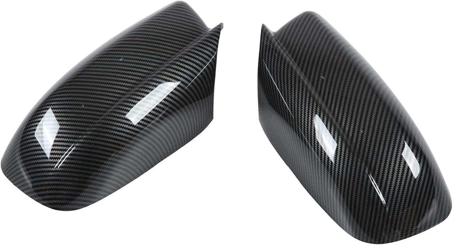 Acouto Rearview Mirror Cover 2PCS Carbon Fiber Style Car Side Mirror Cover with Double Sided Adhesive Accessory Replacement for Chrysler 300 2011‑2019