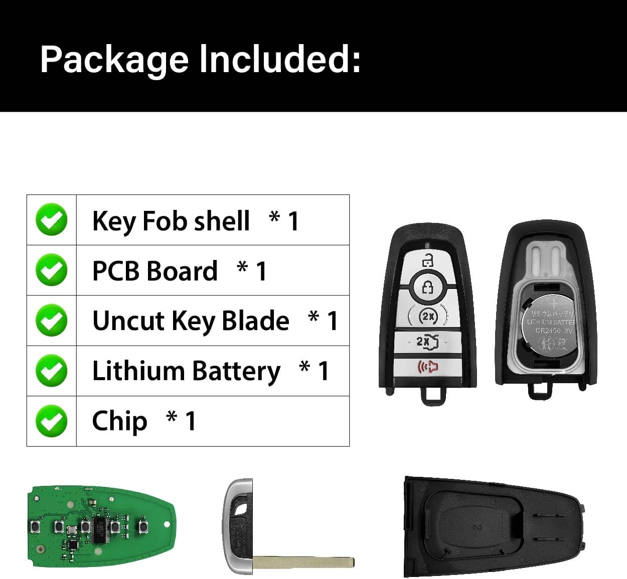 Keylessbest Key Fob Remote Replacement for 2018 2019 2020 Ford Fusion Edge Mustang Cobra Explorer 5 Buttons 902MHz M3N-A2C93142600,Black