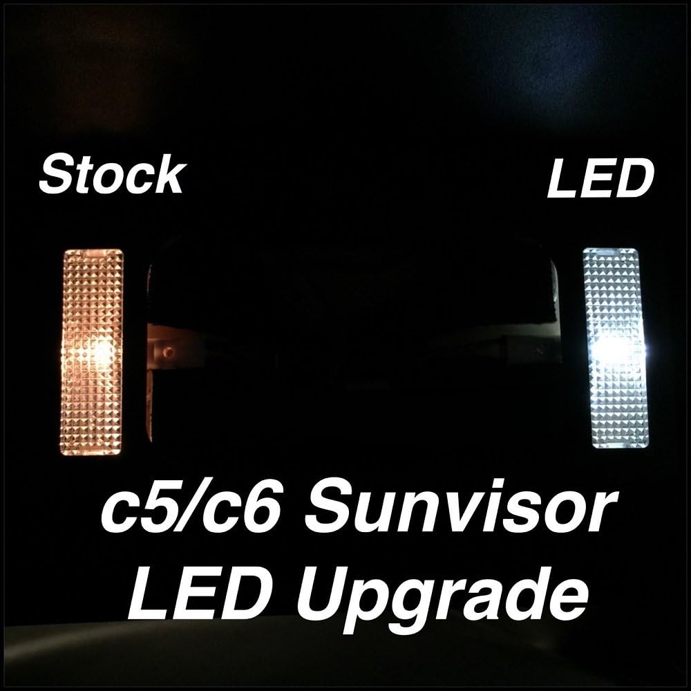Nakuuly Sun Visor Pair with Updated LED Lighted Vanity Mirror Compatible with Corvette C5 1997-2004 Replaces 10442033 10442034 Left Driver and Right Passenger Side Black Sunvisors