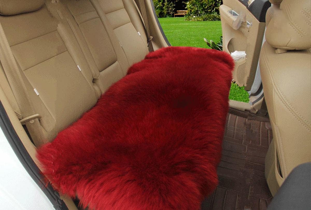 Sisha-A Winter Warmth: Universal Sheepskin Seat Cushion Cover - Natural Wool, for Cars, Trucks, SUVs & Vans - Cozy & Stylish Driving Companion Rear Beige Yellow