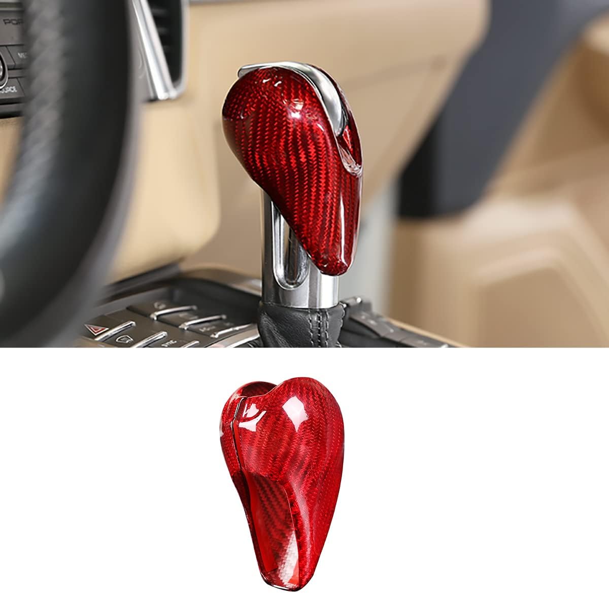 taruisixt Fit for Porsche Macan Panamera Cayman 911 718 Boxster 2009-2020 Real Carbon Fiber Interior Gear Shift Head Cover Knob Trim Car Interior Accessories (Forged Carbon)