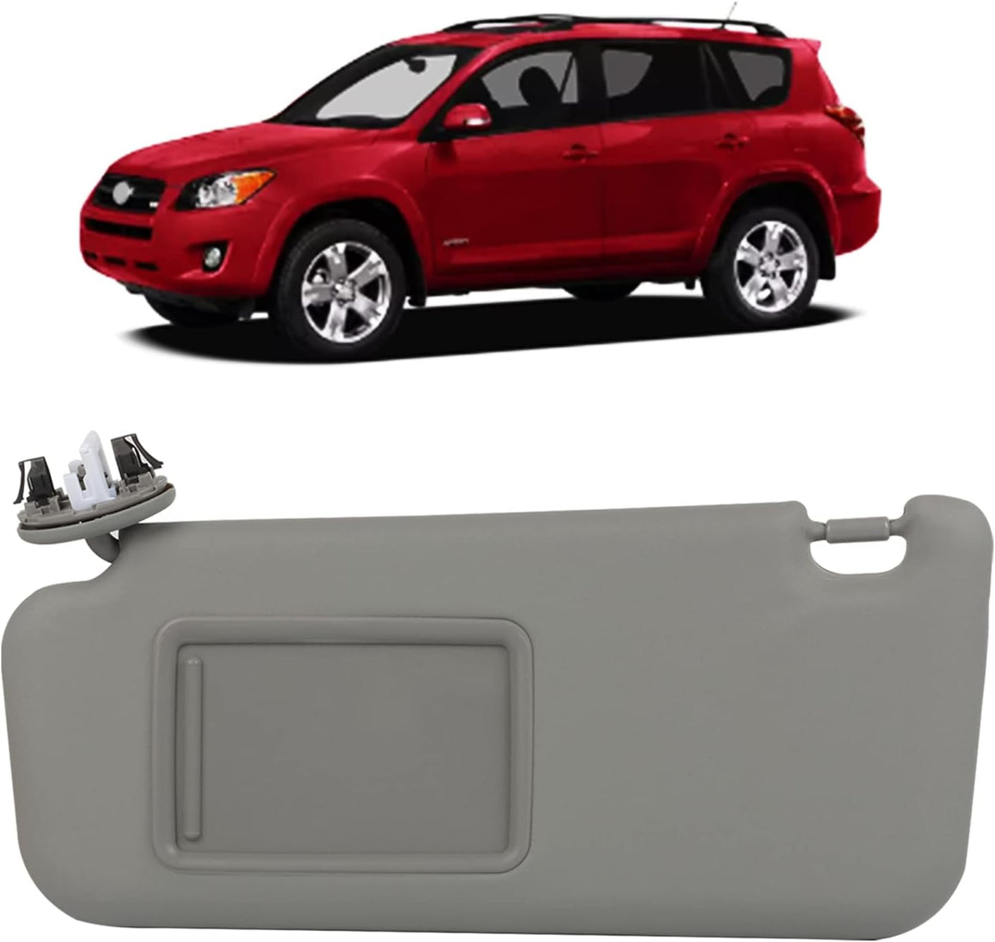 KOAUTO Front Left Driver Sun Visor Gray Compatible with Toyota RAV4 2006 2007 2008 2009 2010 2011 2012 2013