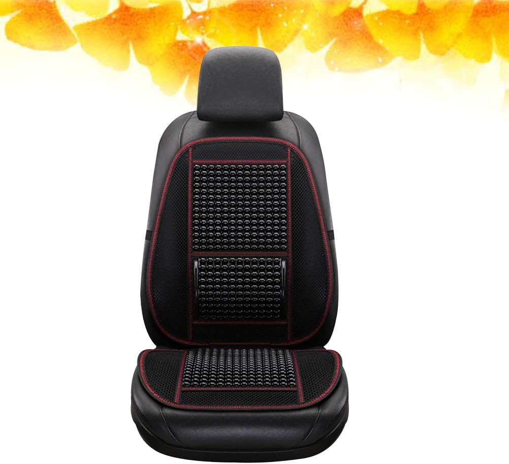 Vosarea Wood Beaded seat Cover car Driver seat Cushion Comfortable auto Full seat Cover Summer Lumbar Cushion (Black)