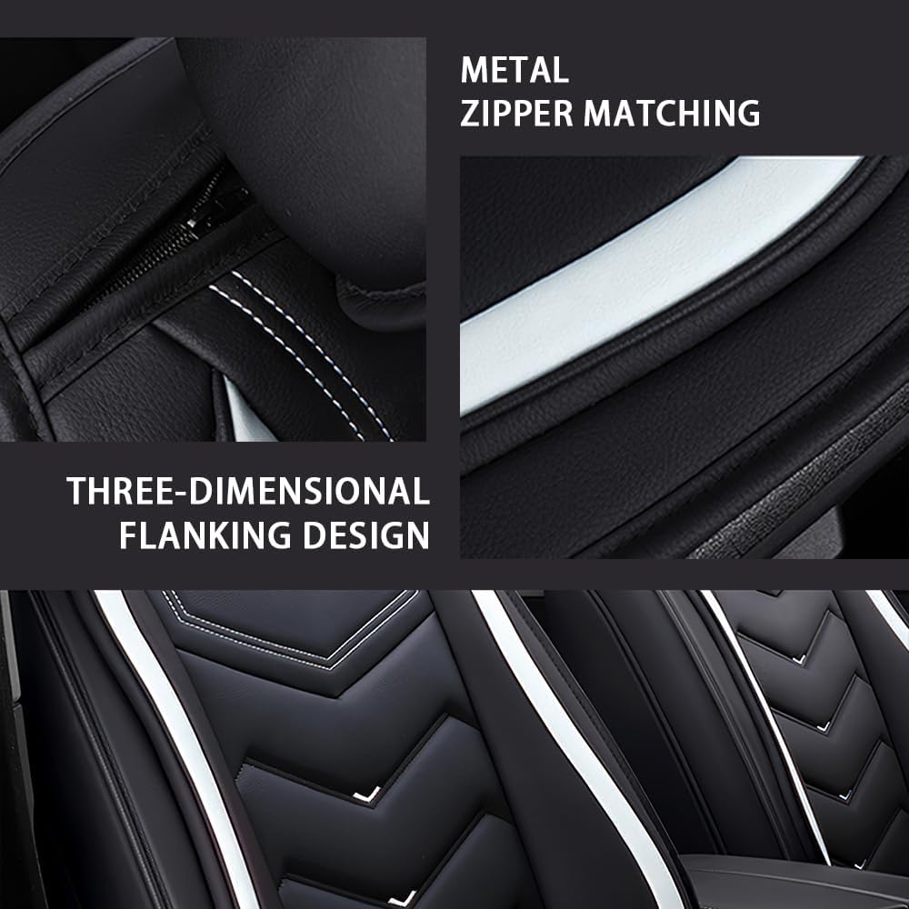 Car Seat Cover for Toyota Tacoma 2000-2024, Waterproof and Wear Resistant Sports Seat Cover, Premium Nappa Leather Seat Protector. (2 Seats Standard/Black White)