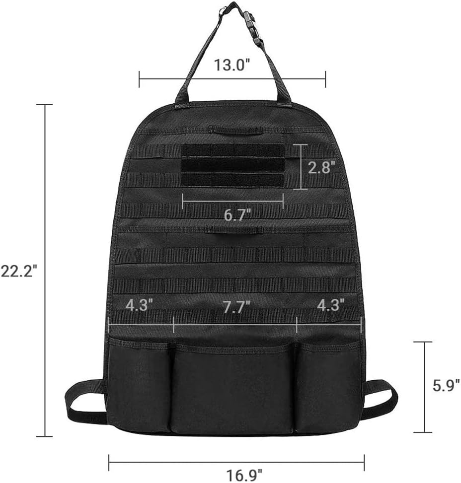 AIRSOFTPEAK Car Backseat Organizer Tactical Molle Panel Seat Back Protector Cover Nylon Vehicle Car Back Seat Cover Pocket Storage
