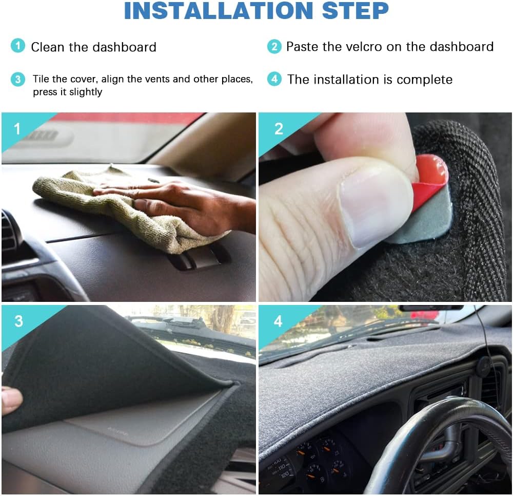 Apeixoto Dashboard Cover Compatible with 1998 1999 2000 2001 Ram 1500 2500 3500 Black Dash Cover Mat for Easy Installation