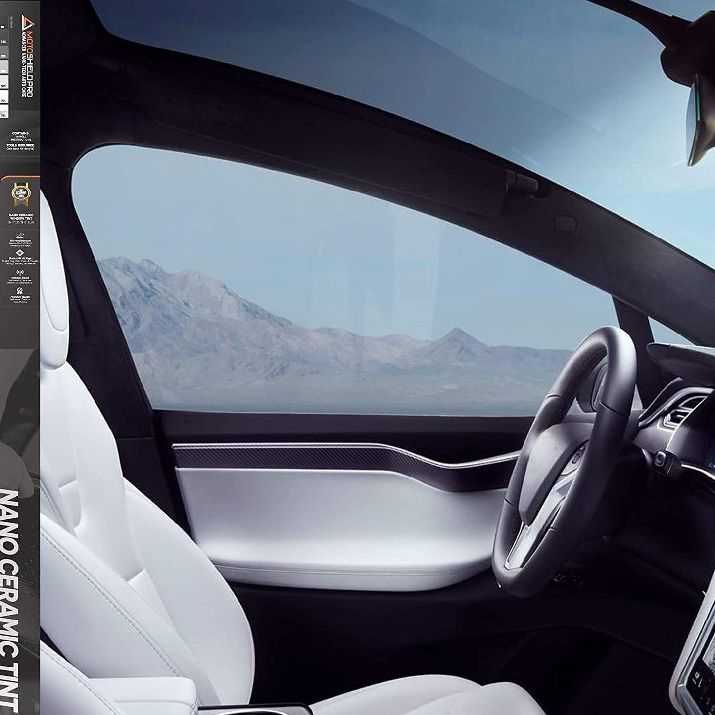 MotoShield Pro Premium Professional 2mil Ceramic Window Tint Film for Auto | Reduce Infrared Heat & Block UV by 99% - 5% VLT (40 in x 6' ft Roll)