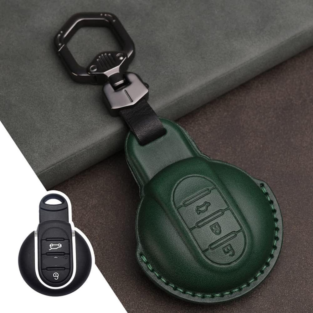 WSWJDW Leather Car Key Case Cover Keychain Ring Key Bag, Fit for Mini Cooper Clubman Hardtop Hatchback Countryman F54 F55 F56 F57 F60,Brown