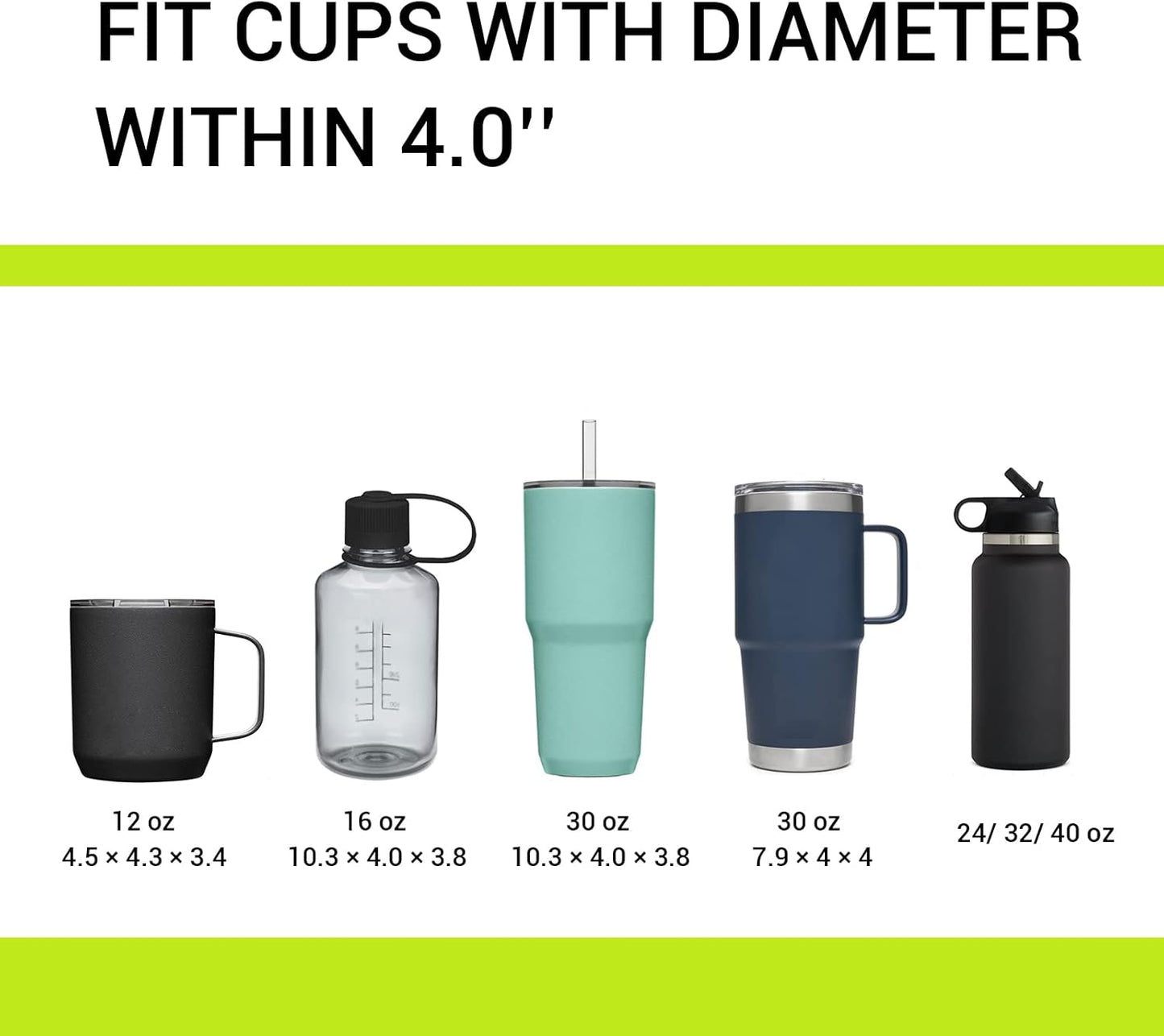 SodaRide Car Cup Holder Expander Large Size Detachable Food Tray, 1 for 3 Drink Holder Adapter with Solid Base - Fits Yeti, Hydro Flask, Nalgene, 32/40 oz, Road Trip Essential Car Travel Accessories