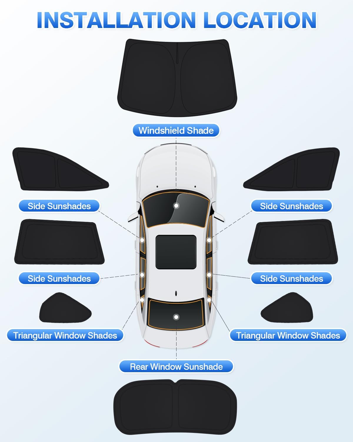 Canvcle Windshield Sunshade for Toyota RAV4 2019-2024 2025 Side Rear Window Shade Cover Kit Window Sun Visor Blocker Privacy Protection Keep Vehicle Cool Black 8PCS