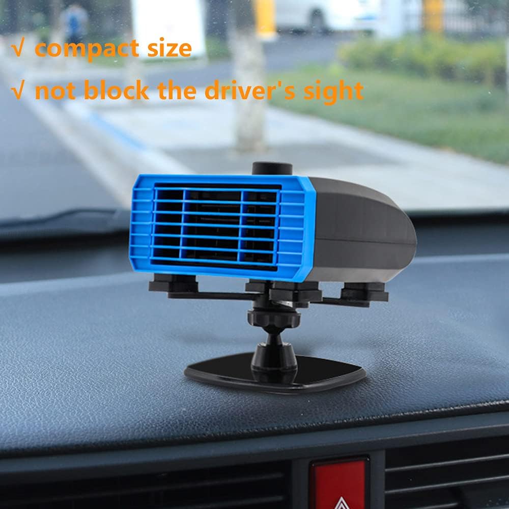 Riloer Portable Car Heater Windshield Demister Window Defroster, 360° Rotatable Fast Heating Cooling Fan Automobile Windshield Defogger for Summer & Winter (12V 120W)