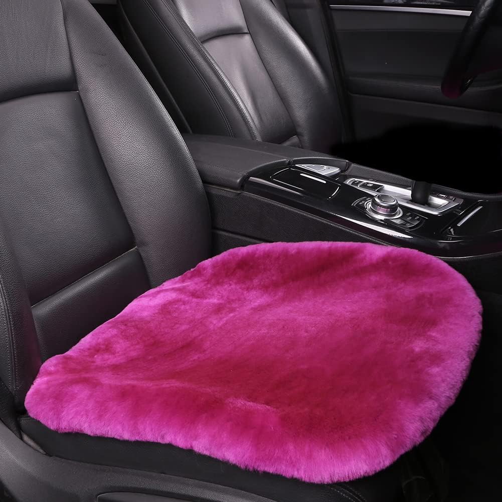 LLB Genuine Sheepskin Car Seat Cushion, Comfort Auto Seat Pad, Warm Real Wool Car Mat with Non-Slip Backing Universal Fit, 19.2 x 19.2 Inches (Pearl, 2 Front Seat Cushions & Bench Seat Cushion-3 Pcs)