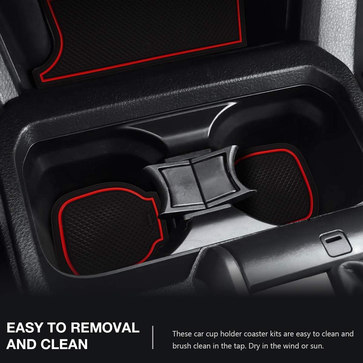 Auovo 18pcs Anti-dust Mats for 2016-2021 Toyota Tacoma 3RD GEN Accessories Car Cup Holder Inserts,Center Console Liner,Door Pocket Liner Mat Premium Custom Interior (Red)