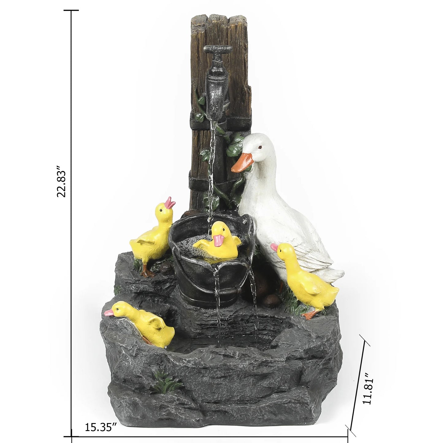 Resin Farmhouse Duck Family Bath Outdoor Fountain