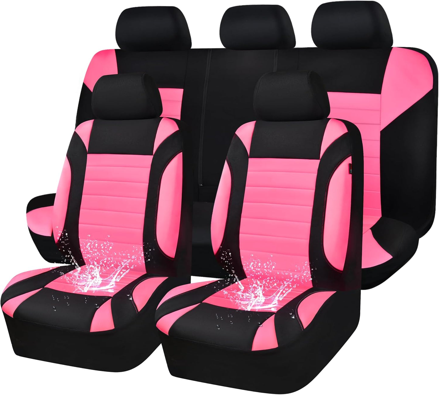CAR PASS Neoprene Waterproof Seat Covers, Universal Fit Black Full Sets, Protective Interior Covers for Auto SUV, Vans, Sedans, Trucks