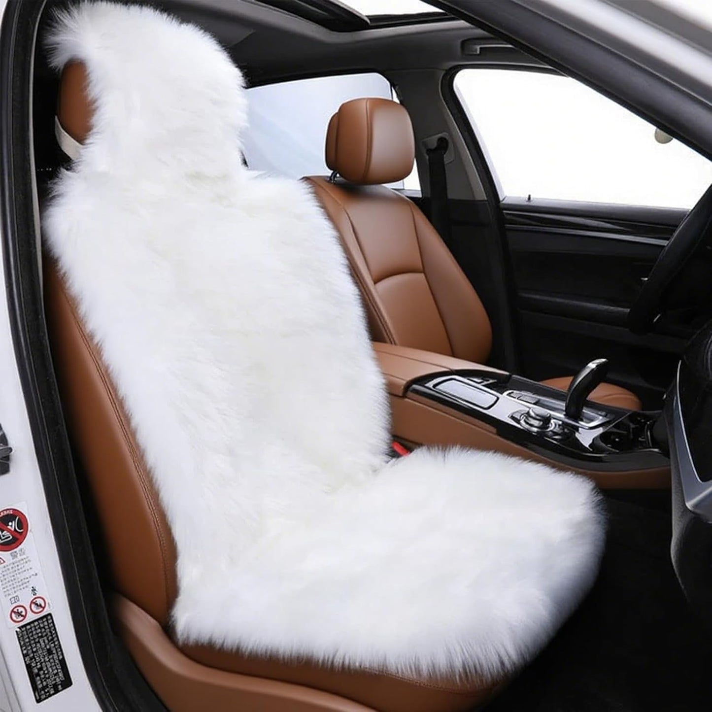 Gracefur 1 Pack Easy-Install Sheepskin Car Seat Covers, Airbag Compatible Comfort and Protection Front Seat Covers for Cars/SUVs/Trucks/Vans/RVs (Grey)