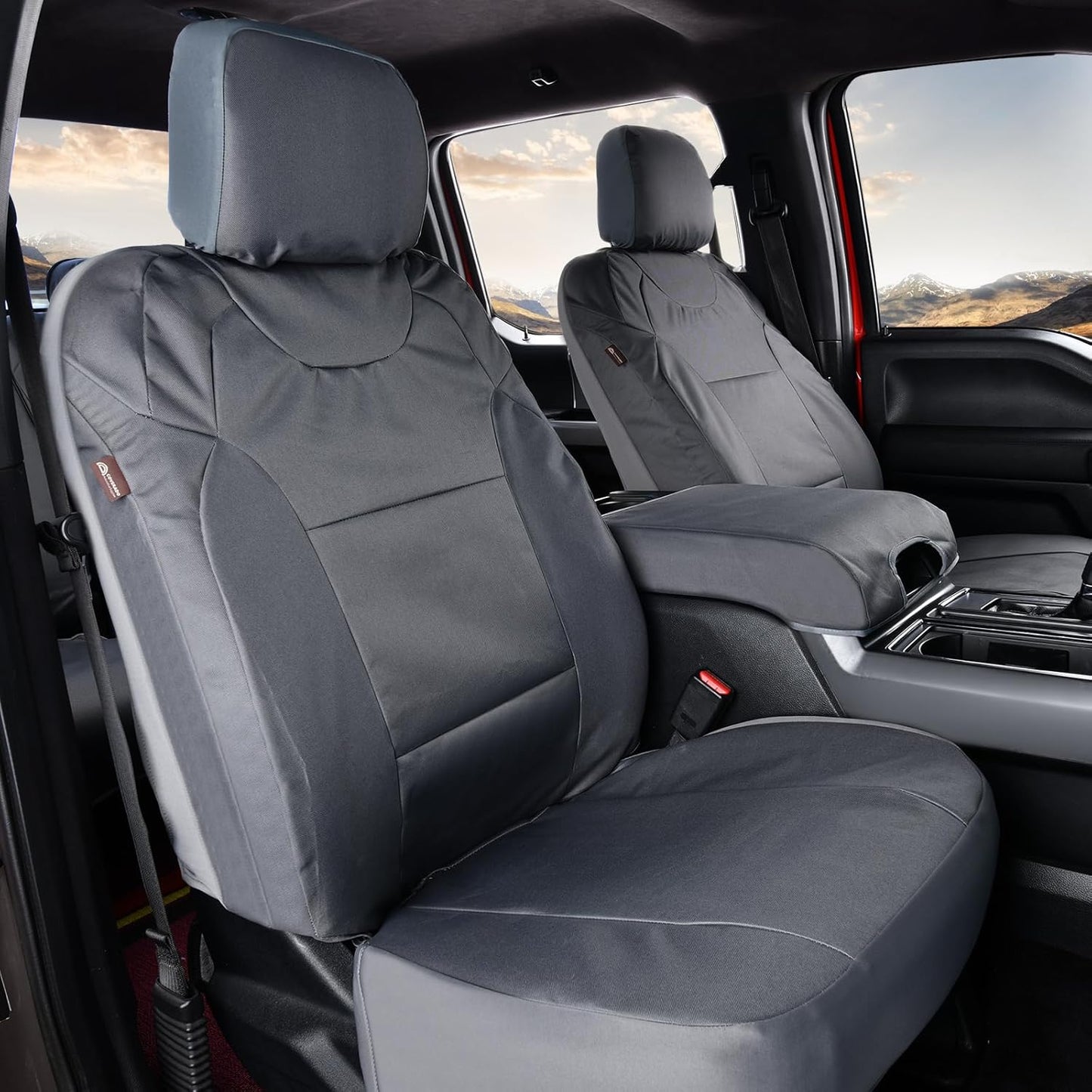 Coverado Front Seat Covers, Waterproof Oxford Seat Protector for Car Seat Cushions for Kids & Dogs, Pickup Truck Seat Covers Fit for 2015-2023 Ford F150&2017-2023 Ford F250 F350 F450(Black, 2PCS)