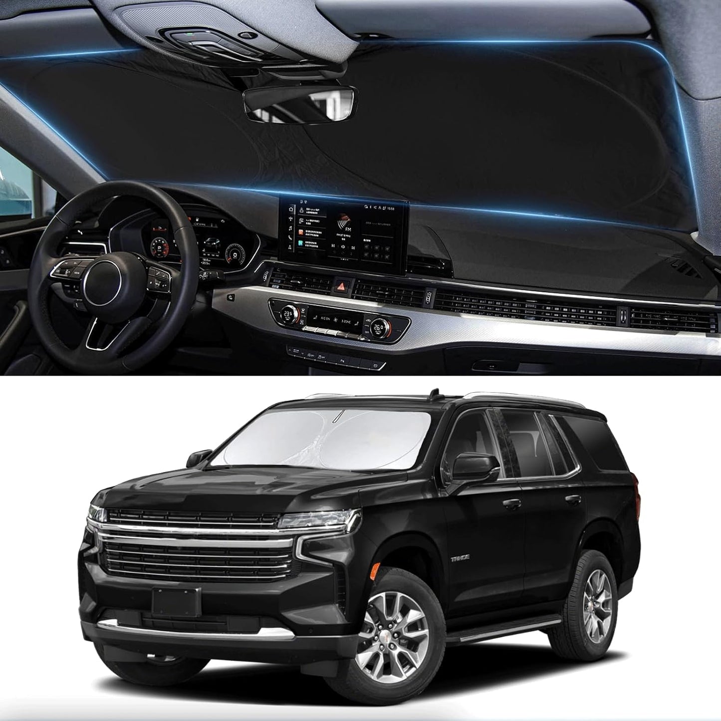 for 2024 Compass Windshield Sun Shade Car Windshield Cover, Custom Fit for Jeep Compass 2017-2023 Ultimate Sun Protection Foldable Visor Sunshade Protector Shield Accessory