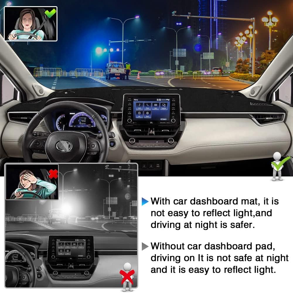 Karltys Dash Cover for Toyota Corolla Cross Accessories 2025 2024 2023 2022, Anti Glare Dashboard Cover Mat Fit Corolla Cross, Non-Slip Flannel Dash Pad UV Sun Protection (Not for Corolla)