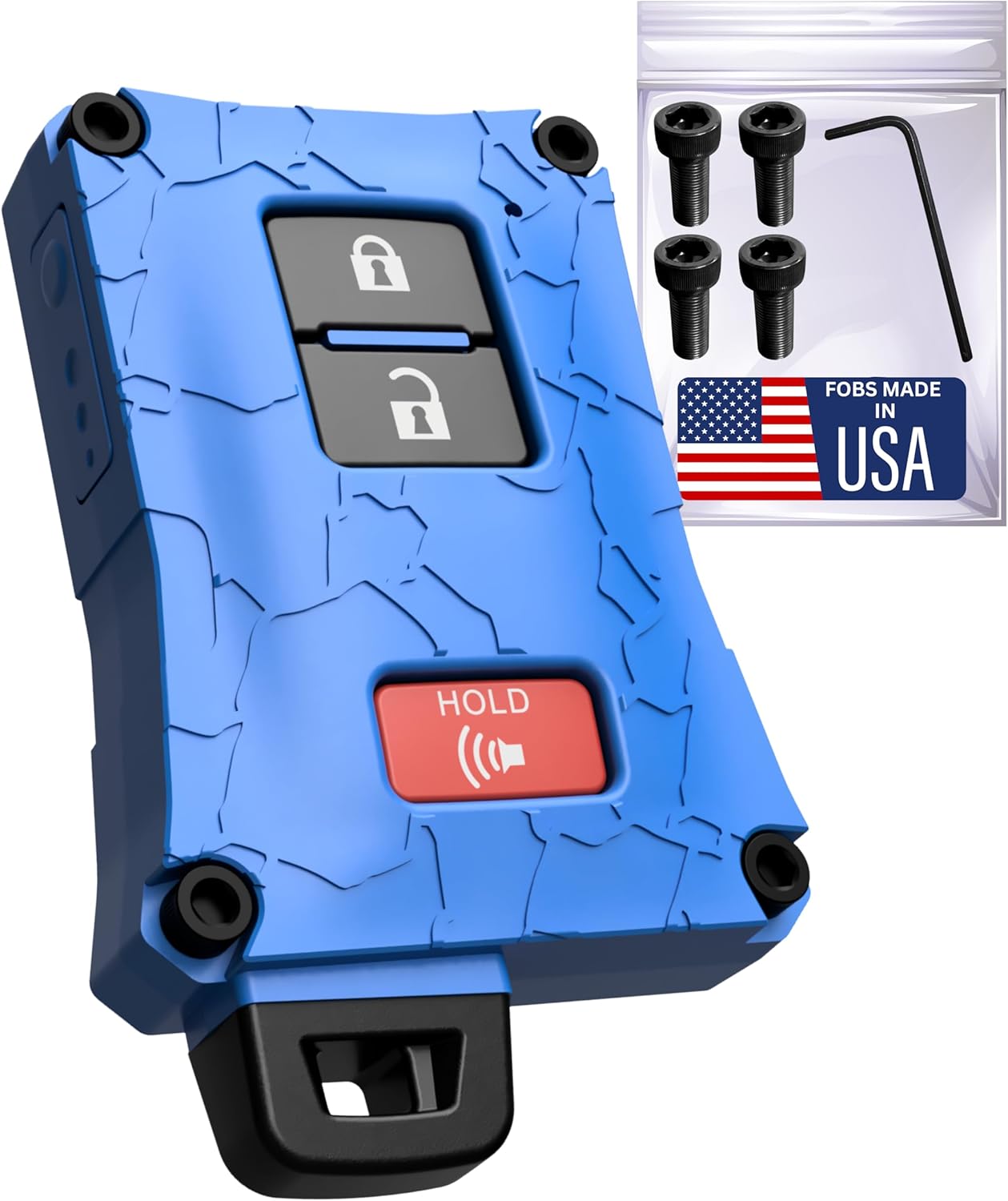 Heavy-Duty Key Fob Cover - for Toyota Tacoma 16-23 3rd Gen, Tundra & 4Runner 20-21 3rd Gen Accessories -Rugged Key Protector - Shockproof & Scratch-Resistant - Secure Fit (Red, Black Screws)