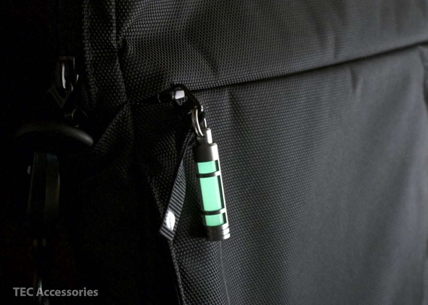 TEC Accessories Embrite Glow Fob - Titanium, Green Embrite Pellet - Glow in the Dark Keychain Accessories - Everyday Carry Key Fob Keychain for Indoor and Outdoor Use, Green, 0.38 x 0.38 x 1.75 inches