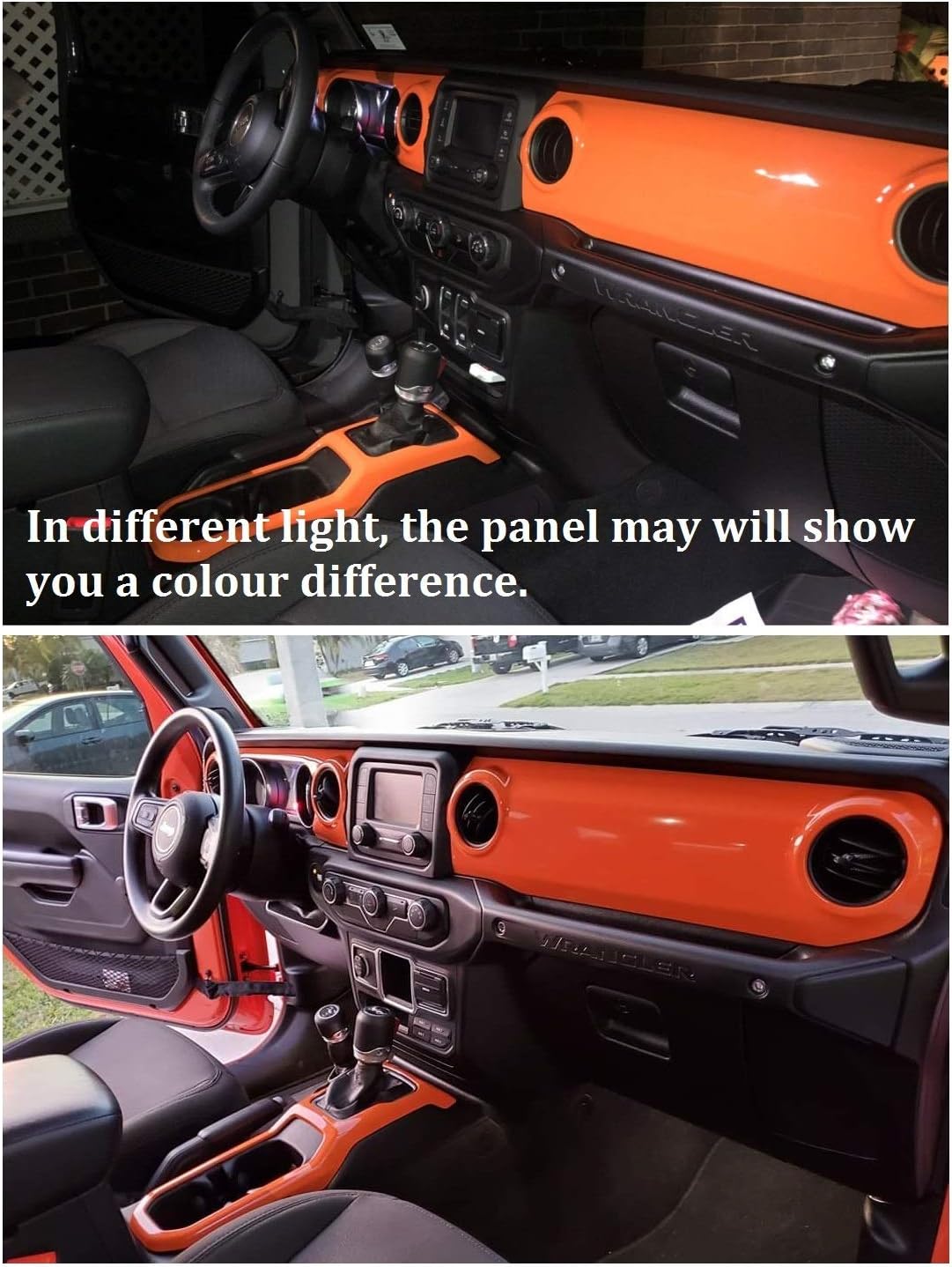 Bolaxin ABS Center Console Panel Dashboard Cover Compatible with Jeep Wrangler JL 2018-2023/ Jeep Gladiator JT 2020-2023 Interior Trim Decor for Jeep Accessories (Orange)