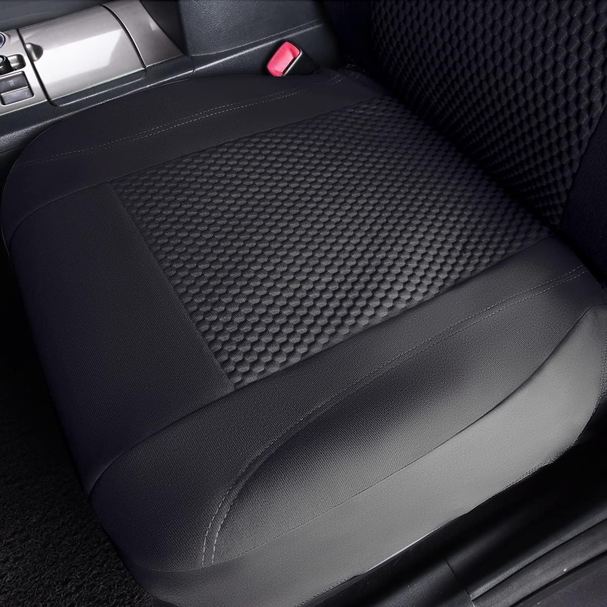 Flying Banner car seat Covers Full Set Velvet Cubic Heat Stamp Massage Breathable Rear Bench Split Black Gray Beige tan 40/60 50/50 60/40 (Full Set - Low Back, Black)