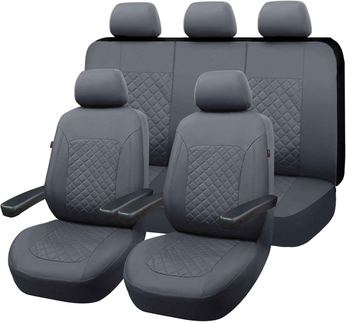 Flying Banner car seat Covers Set Faux Leather Quilted Fashion Easy Bench Split Protectors Sport Fashion (Solid Pink, Full Set - Low Back - Front Arm Rest)