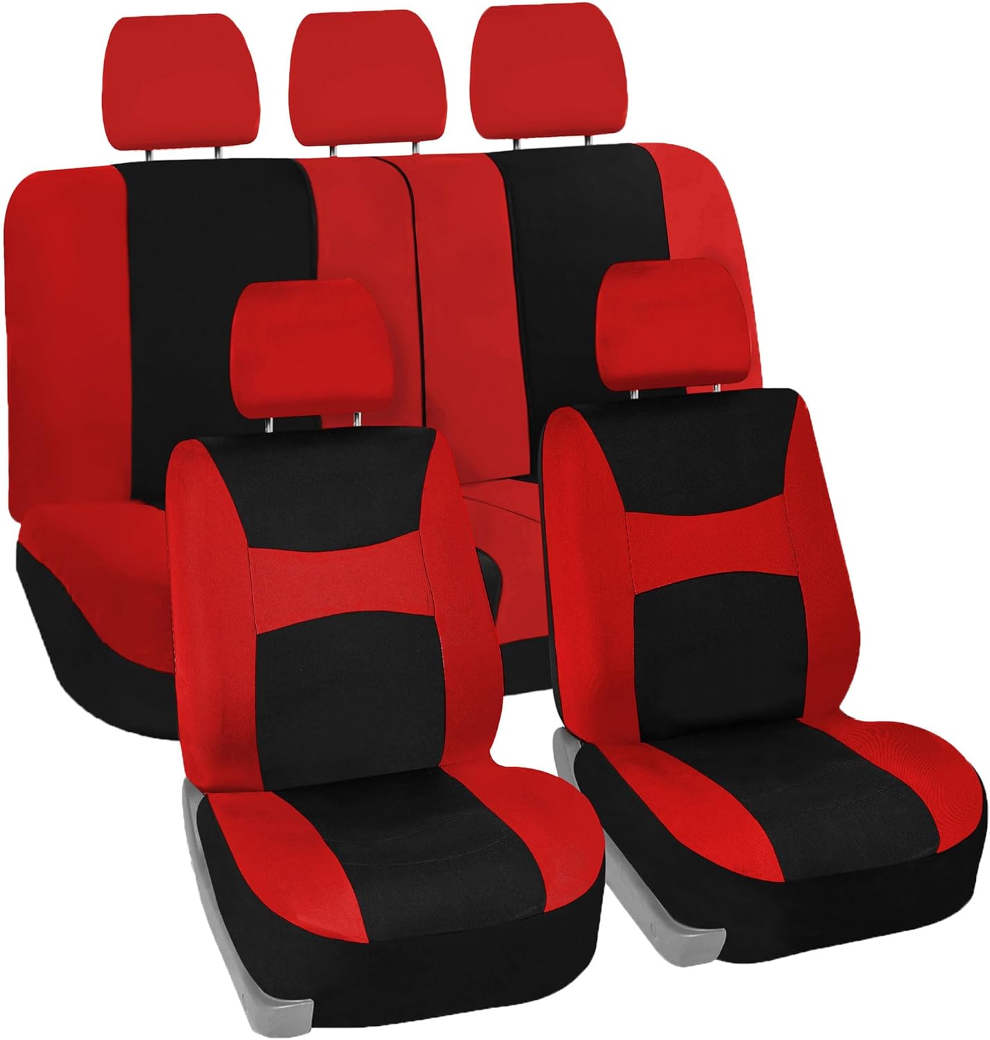 FH Group FB030BLACK115 Full Set Seat Cover (Side Airbag Compatible with Split Bench Black)