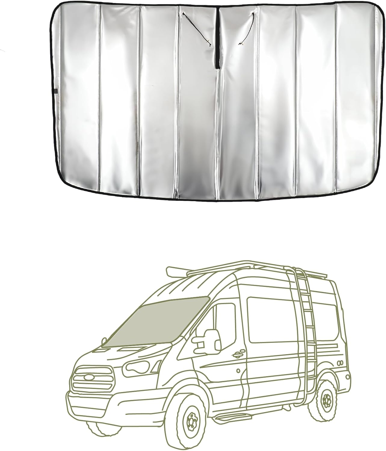 VanEssential Insulated Blackout Crew Window Cover Designed for Ford Transit Van Year 2015 to Current with NO Plastic Trim - Cool Gray