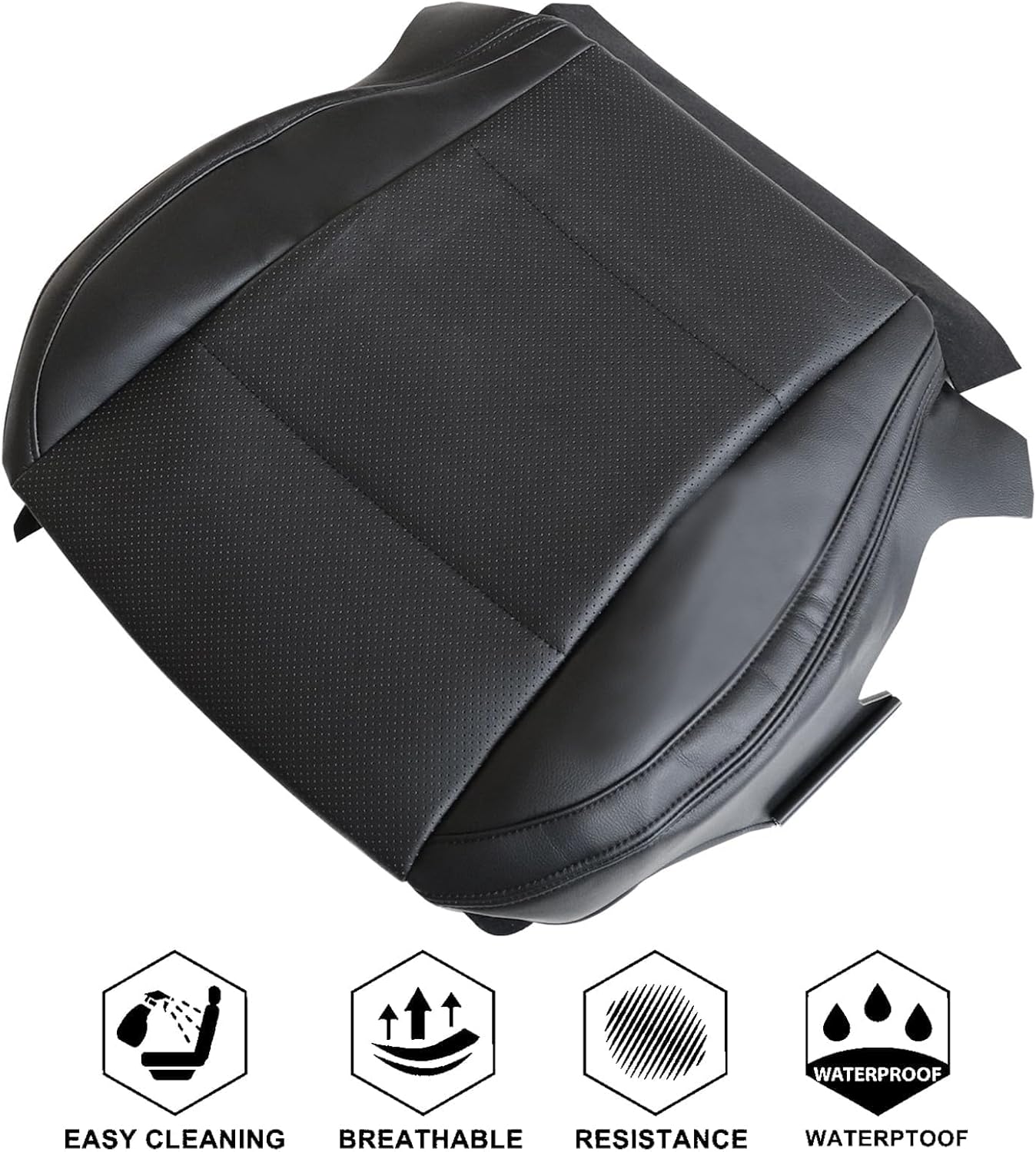NLQR Front Driver Bottom Replacement Perforated Seat Cover Microfiber Leather Black Compatible with Subaru Outback 2015 2016 2017 2018 2019