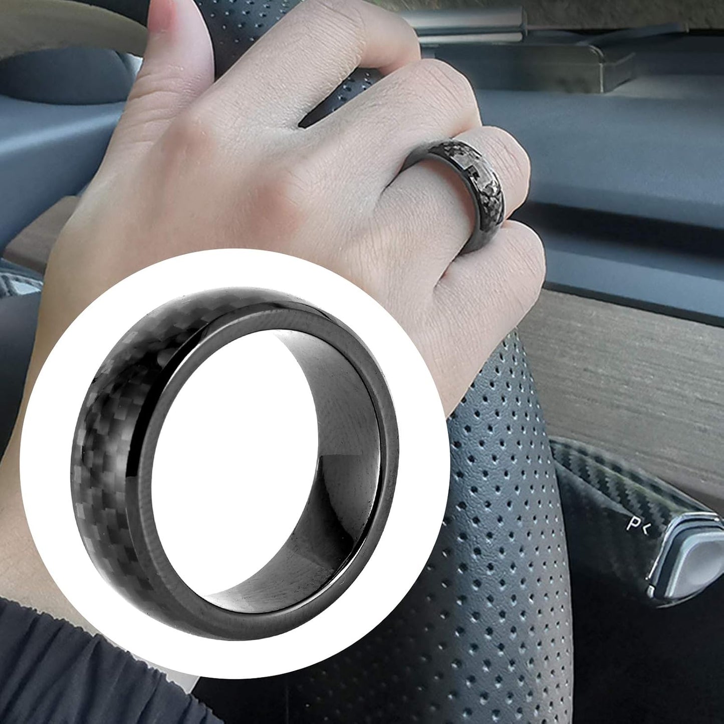 Smart Ring Key for Tesla Carbon Fiber Car Smart Finger Key Ring Accessory Fit for Tesla Model 3 / X/S/Y All Year Smart Wearable Device Smart Ring with Box(10)