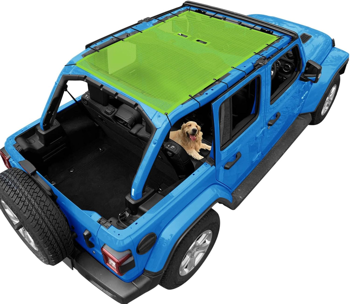Coverspec JT Top Sun Shade Roof Compatible with Jeep Gladiator JT (2018-2023) 4 Door Jeep Sunshade Top Sunroof Bikini Cover- Blocks UV, Wind, Noise - Black Mesh for Full Length