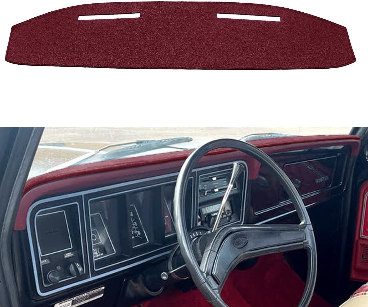Fcovergurus Dash Cover Mat Custom Fit for Ford 1973-1979 F100 F150 F250 F350 Bronco Pickup Truck, Dashboard Cover Pad Carpet Protector (Black) F129