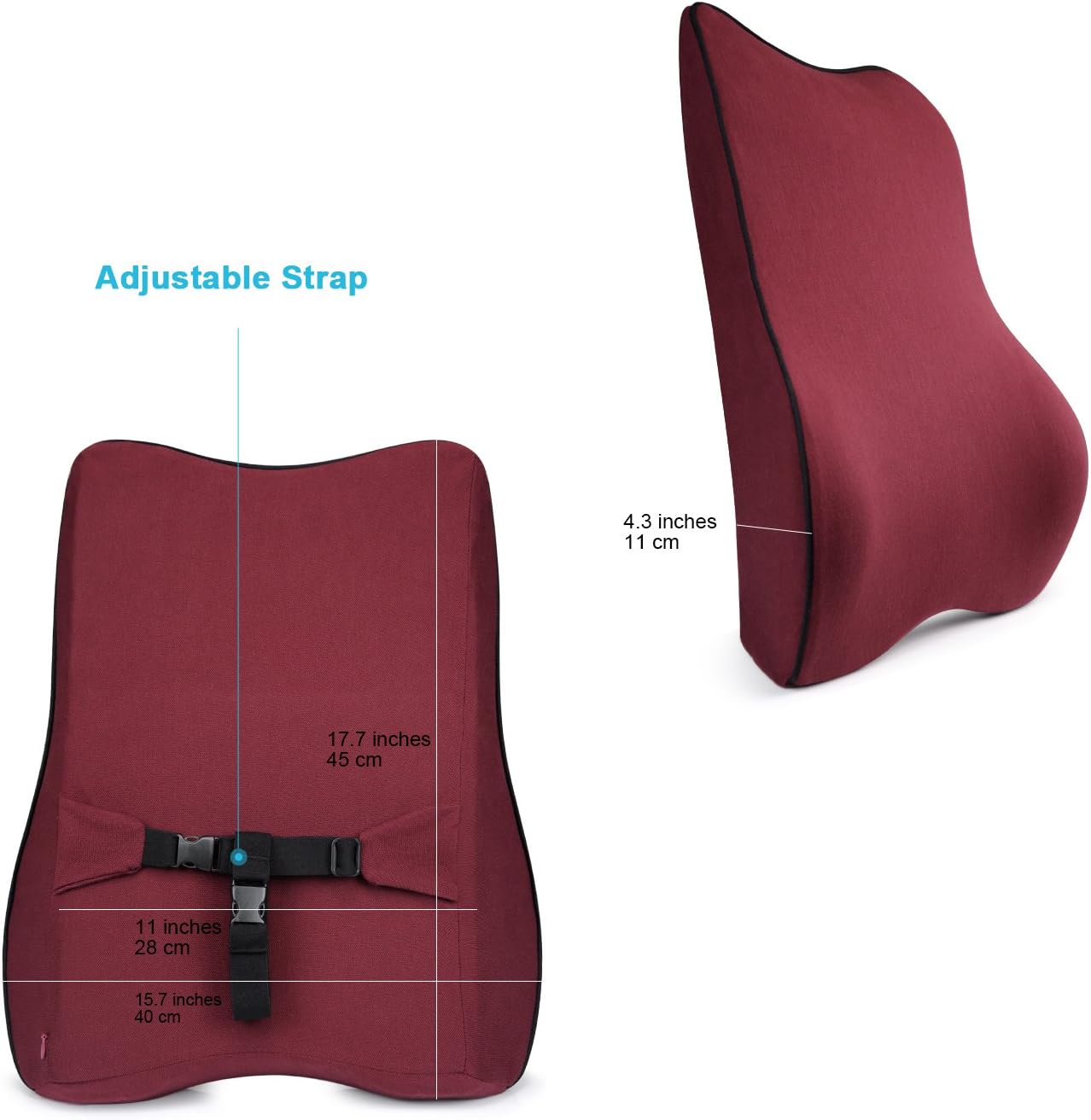 Dreamer Car Back Support Lumbar Cushion for Office Chair--Soft and Comfortable Even in Subzero Temperature --Cotton Cushion Cover--Fit Your Body Curve Automatically,red