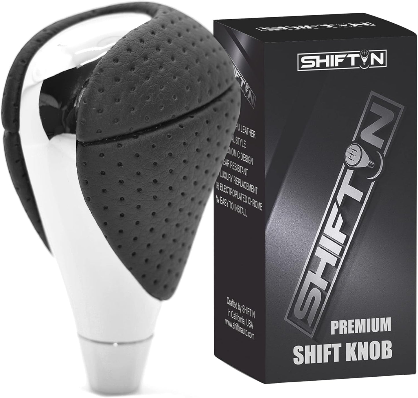 SHIFTIN Carbon Fiber Pattern Gear Shift Knob for Lexus ES300h ES350 GS300 GS350 GS430 GS460 IS250 IS300 LS460 LS600h RX350 RX450h (Punched Black Leather/Carbon Fiber Pattern)