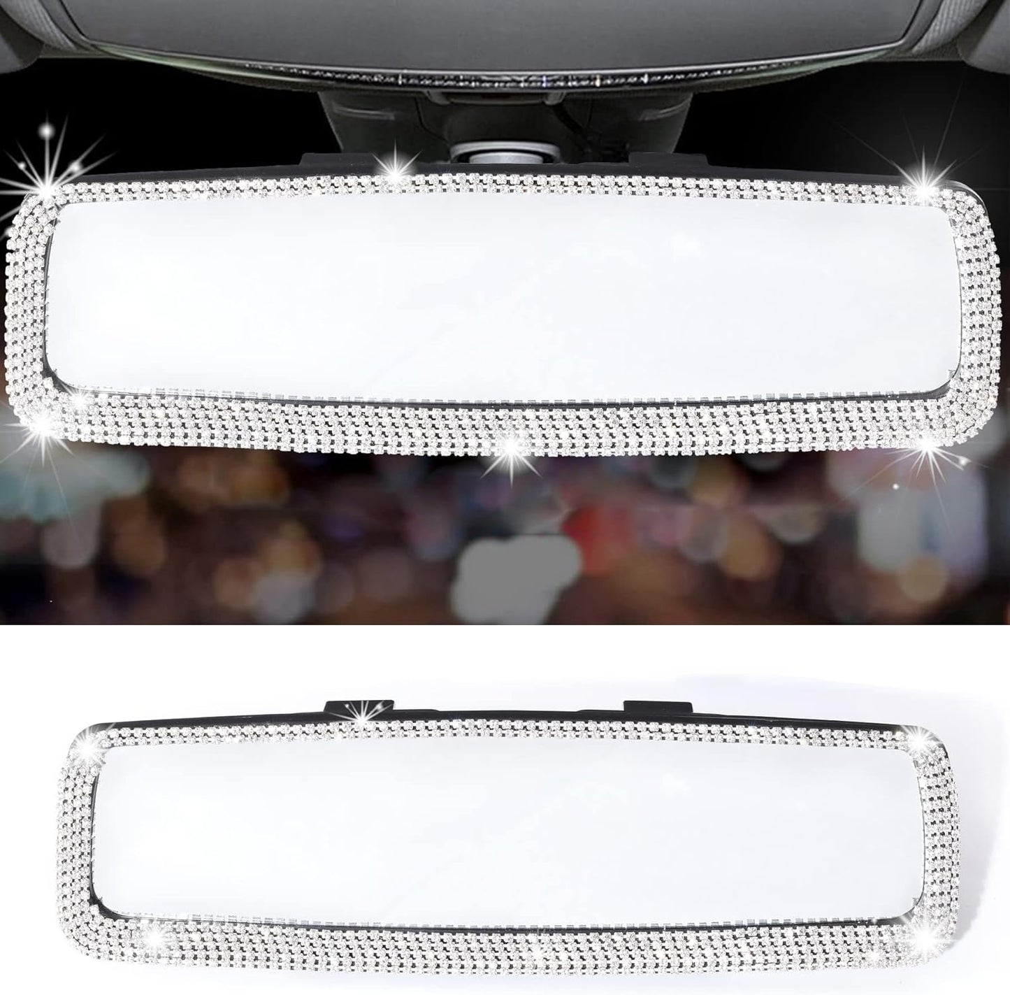 LivTee Anti Glare Rear View Mirror 12.4''(312mm), Wide Angle Panoramic Convex Curve Rearview Mirror Clip on Original Mirror to Eliminate Blind Spot and Antiglare for Cars SUV Trucks