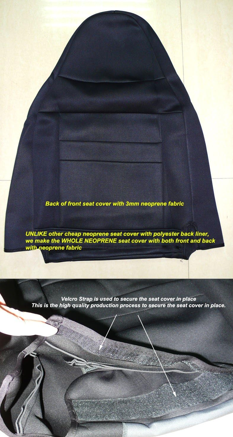 GEARFLAG Custom Fit Seat Cover for Wrangler TJ 1997-2002 - Full Set Diving Suit Grade Neoprene Waterproof Dirtproof - Ultimate Protection for Front and Rear Seats - Gray/Black Design